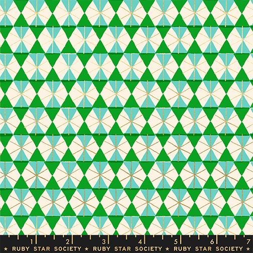Merry HappyHappy Hexie Christmas Vintage Blender Geometric Plaid Ruby Star Metallic Verdant MODA RS3102 16M HALF YARD