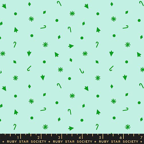 Merry Happy Christmas Confetti Christmas Blender Snowflakes Candy Canes Ruby Star Mint MODA RS3103 18 HALF YARD