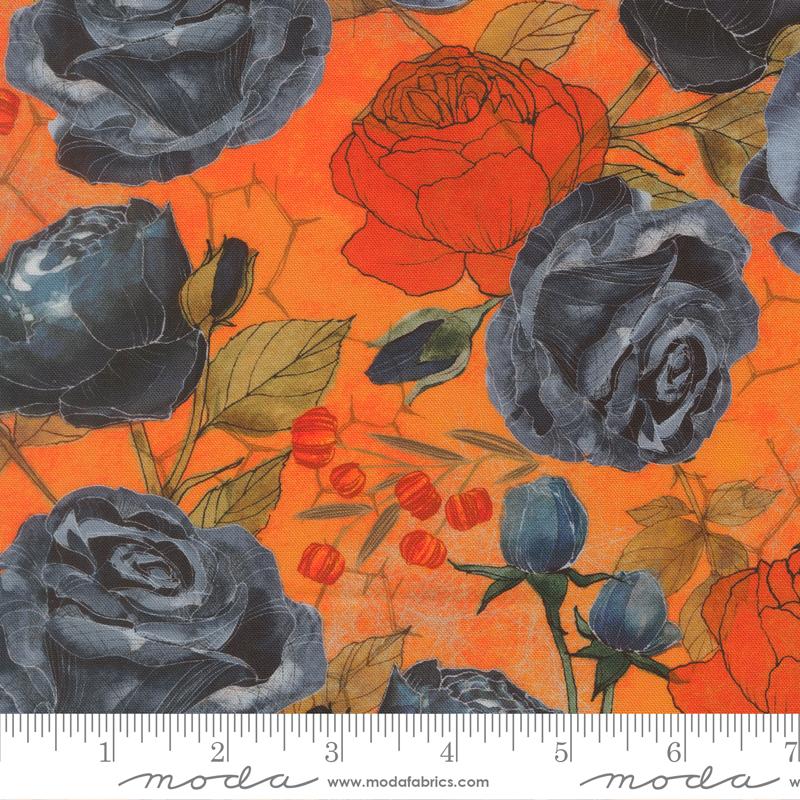 Coven Pumpkin 48800 12 Rose Large Floral Moda Half Yard
