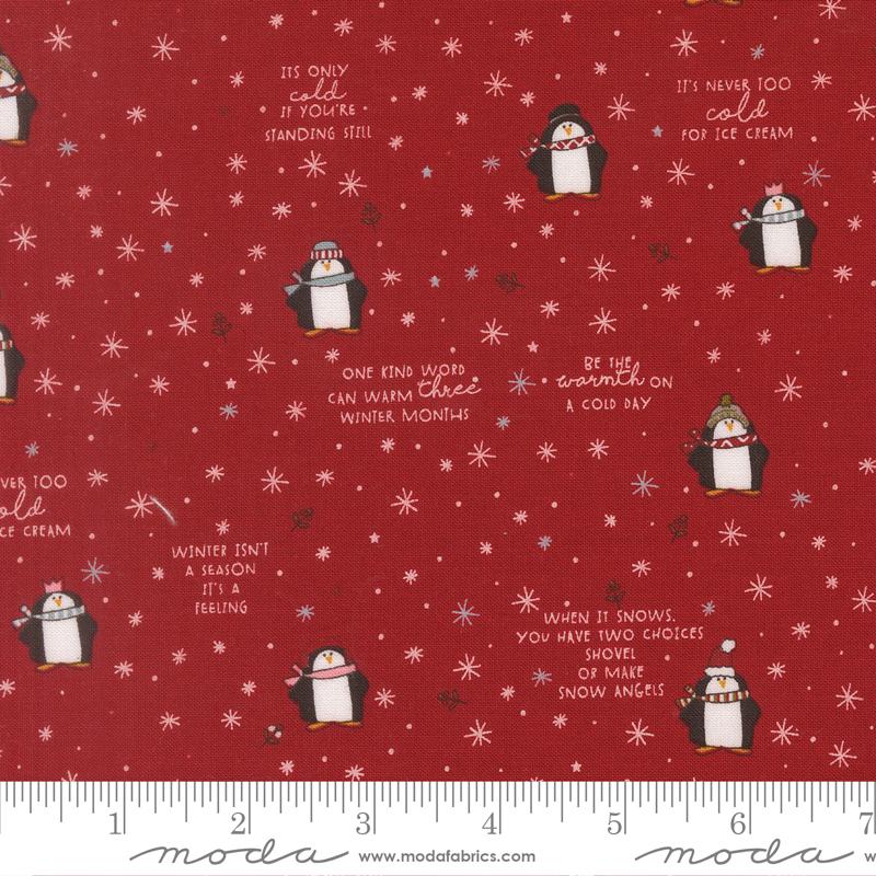 Chilly Mr Penguin Red 55711 12 Sweetwater Moda Half Yard