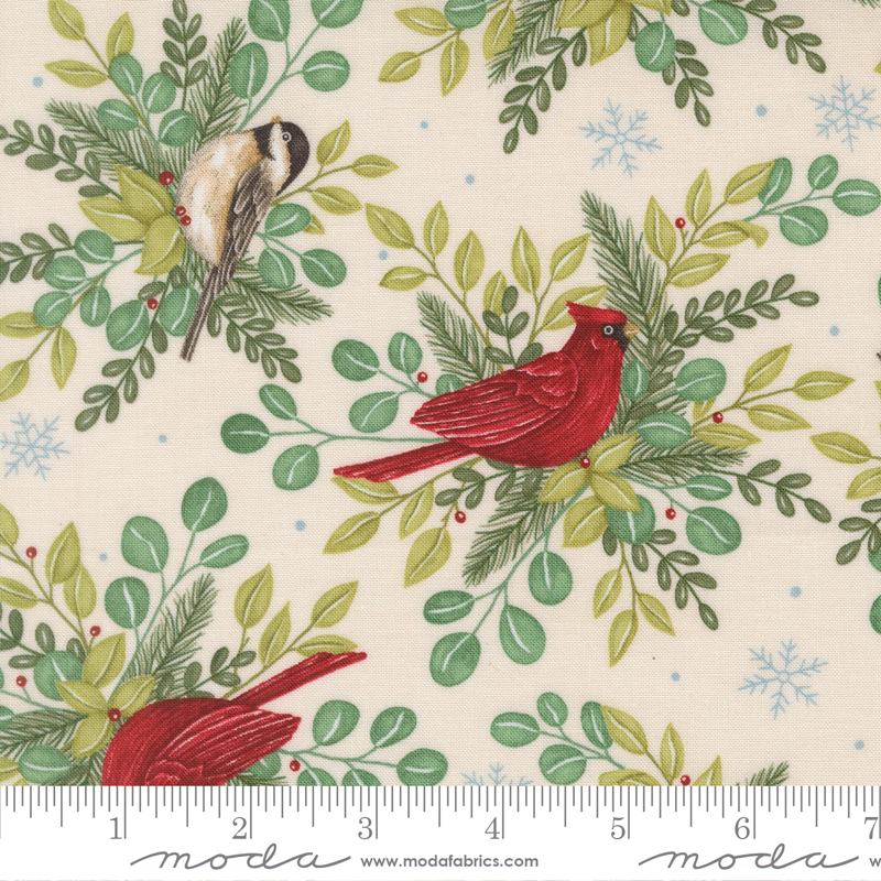 When Snow Falls  56170 11 Winter Birds Snowy White Moda Half Yard