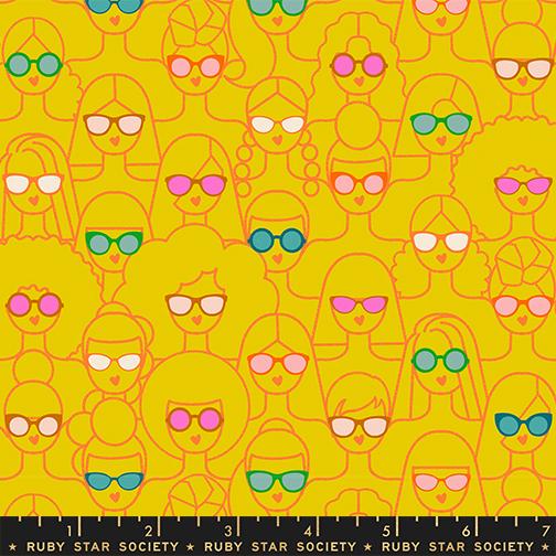 Poolside Too Shine Girl Shine Novelty Ladies Retro Kitsch People Golden Hour Ruby Star Society MODA RS5202 12 HALF YARD