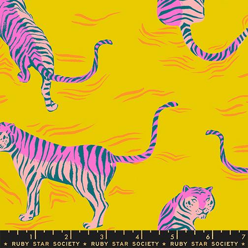 Poolside Too Tigers Animals Nature Retro Golden Hour Ruby Star RS5203 11 Half Yard