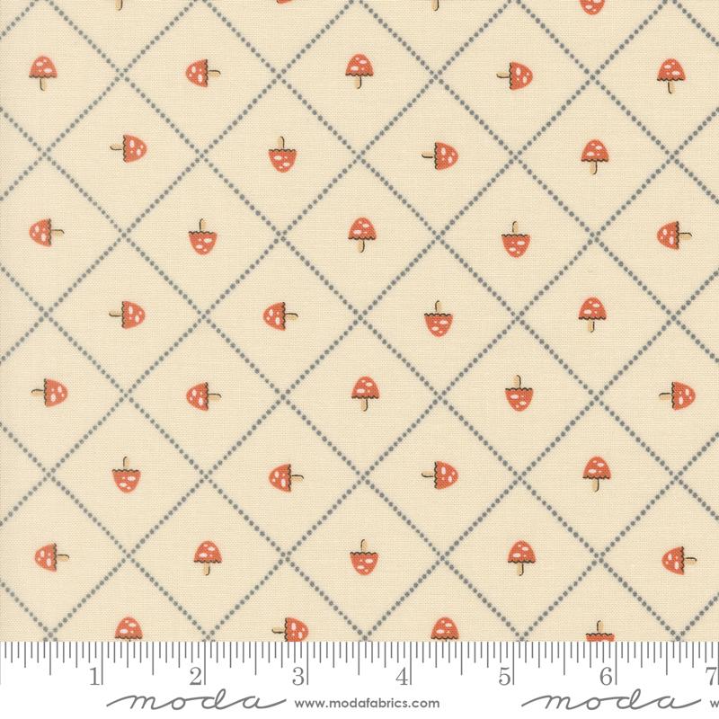 Natures Sketchbook 39077 11 Mushroom and Grid Pearl Moda Half Yard