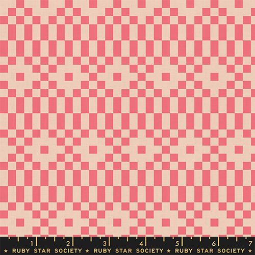 Lofi Linens RS1136 17CL Bitmapped Orange Ruby Star Half Yard