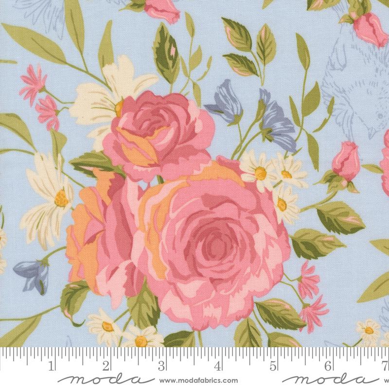 My Secret Garden 20980 20 Grandmas Rose Garden Sky Moda Half Yard