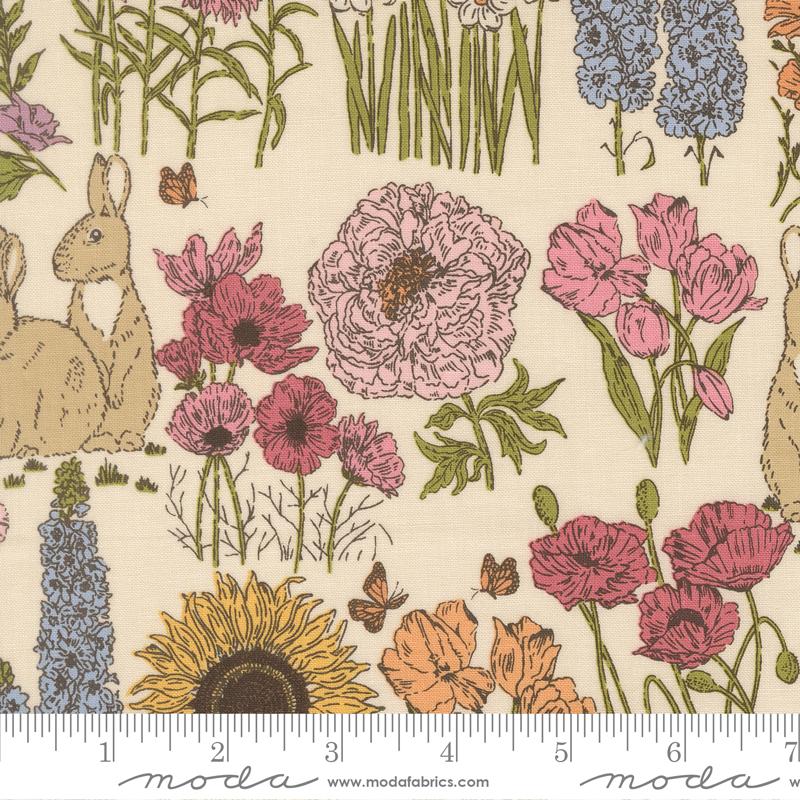 My Secret Garden 20982 11 Cloud Garden Bunnies Landscape Moda Half Yard
