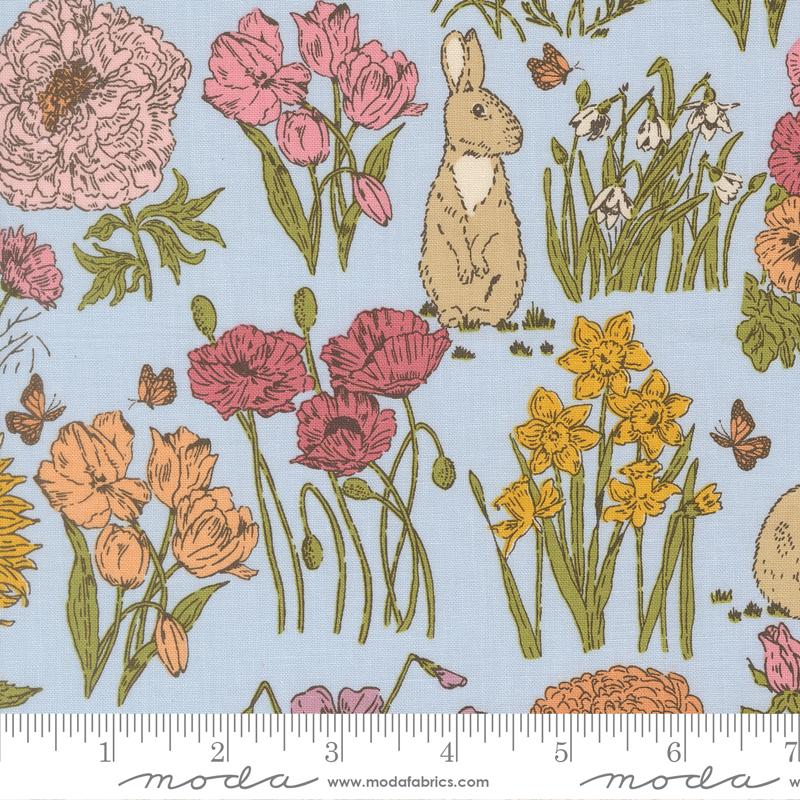 My Secret Garden Bunnies 20982 20 Sky Moda Half Yard