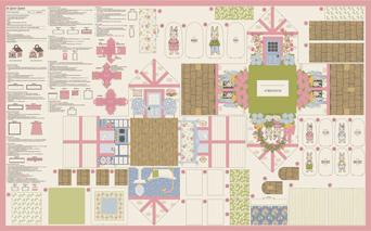 My Secret Garden 20989 11 Garden Bunny Cottage Panel Moda Half Yard