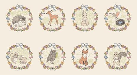 My Secret Garden 20958 11 Animal 8 Square Cloud Moda Panel