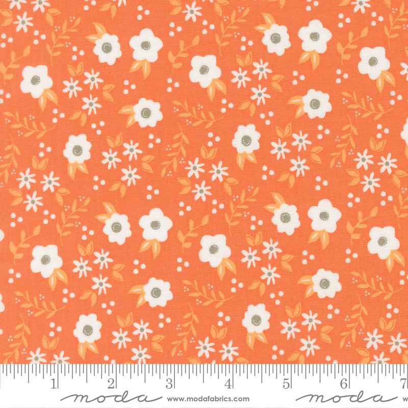 Birch and Willow 37725 14 Mums Florals Pumpkin Moda Half Yard