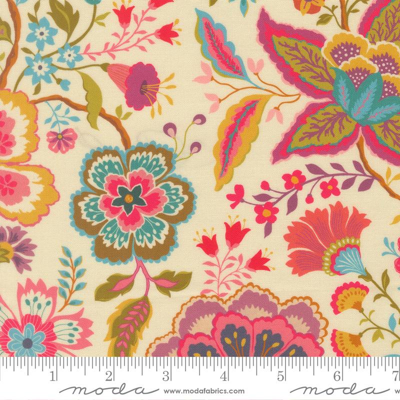 Sitara Jasmine 11980 11 Florals Cream MODA HALF YARD