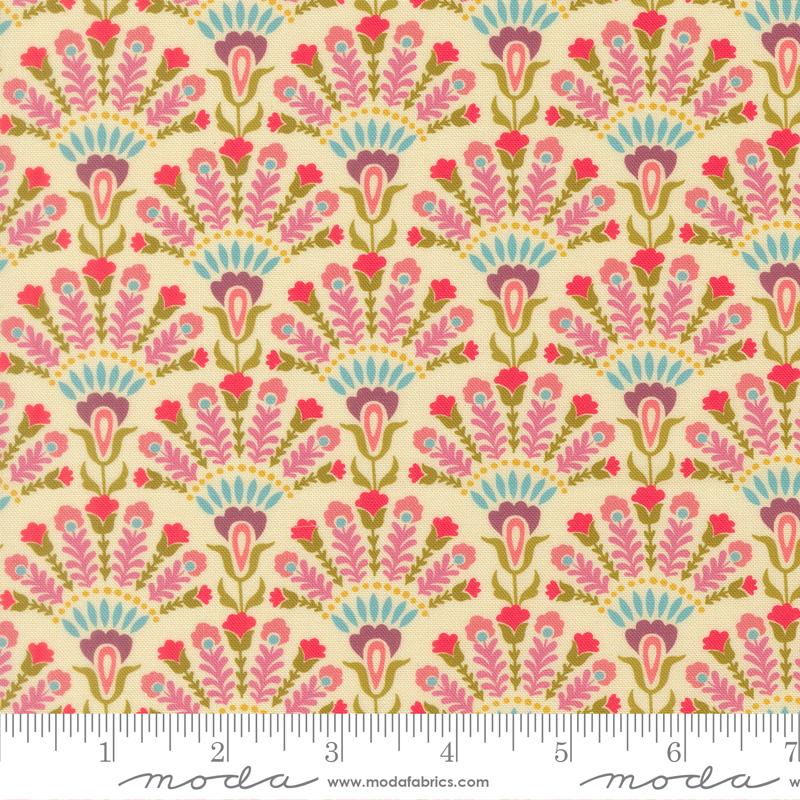 Sitara Damask Opaline Cream Crystal Manning MODA 11983 11 HALF YARD