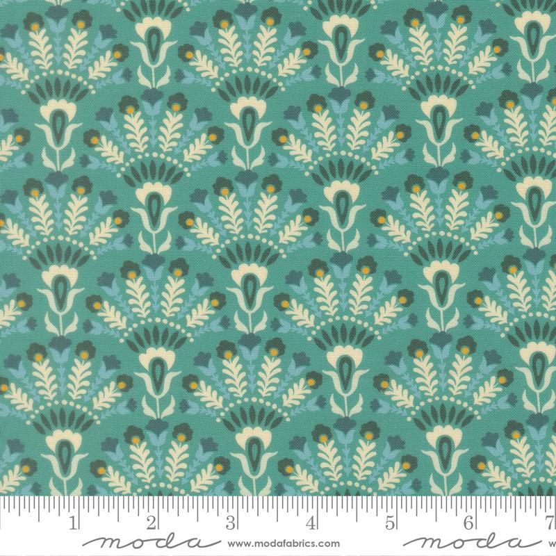 Sitara Damask Opaline Blue Chill Crystal Manning MODA 11983 16 HALF YARD