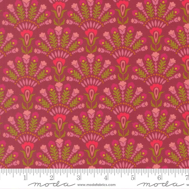 Sitara Damask Opaline Rose Wine Crystal Manning MODA 11983 20 HALF YARD