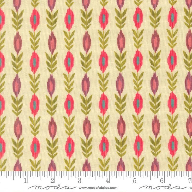Sitara Vines Stripes Cream Crystal Manning MODA 11984 11  HALF YARD