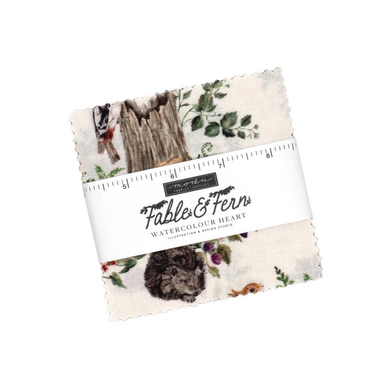 Fable and Fern Mini Charm 2.5" x 2.5"  Watercolour Heart MODA 40060MC 42 Asst Pieces
