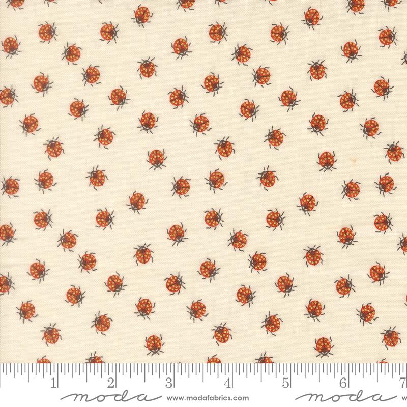 Ladybug Whimsy Little Ladybugs  Metal Eggshell Gingiber MODA 48446 11M HALF YARD