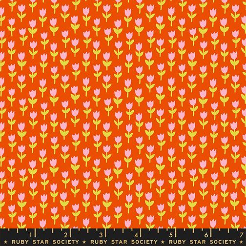 1 800 Calico Tulips 30's and Retro Floral Blender Ruby Star Warm Red MODA RS4169 13 HALF YARD