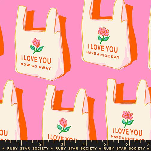 Sparkle Mart Have A Nice Day Novelty Bag Vintage Retro Kitsch Ruby Star Flamingo MODA RS0117 11 HALF YARD
