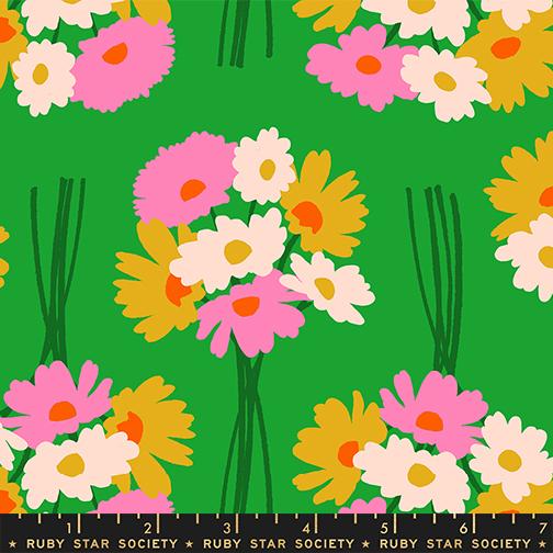 Sparkle Mart Flower Dept Florals Vintage Retro Ruby Star Verdant MODA RS0118 16 HALF YARD