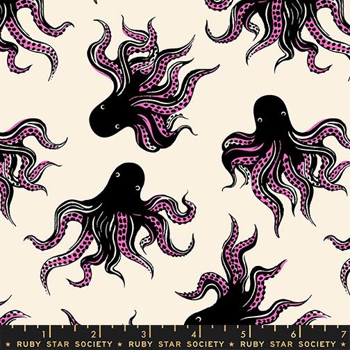 Ink Shop RS2144 18 Mystery Food Octopus Childrens Black Moda Half Yard