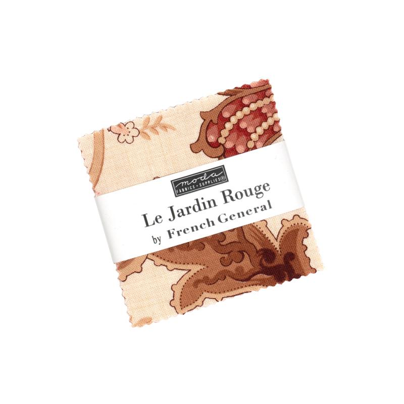 Le Jardin Rouge Mini Charm 2.5x2.5 French General MODA 36150MC 40 Asst Pieces
