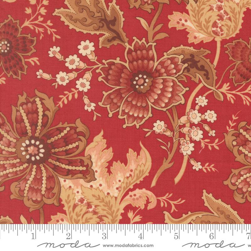 Le Jardin Rouge Primvere Florals Rouge French General MODA 36150 11 HALF YARD