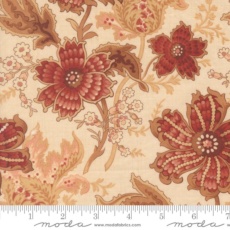 Le Jardin Rouge Primvere Florals Pearl French General MODA 36150 14 HALF YARD
