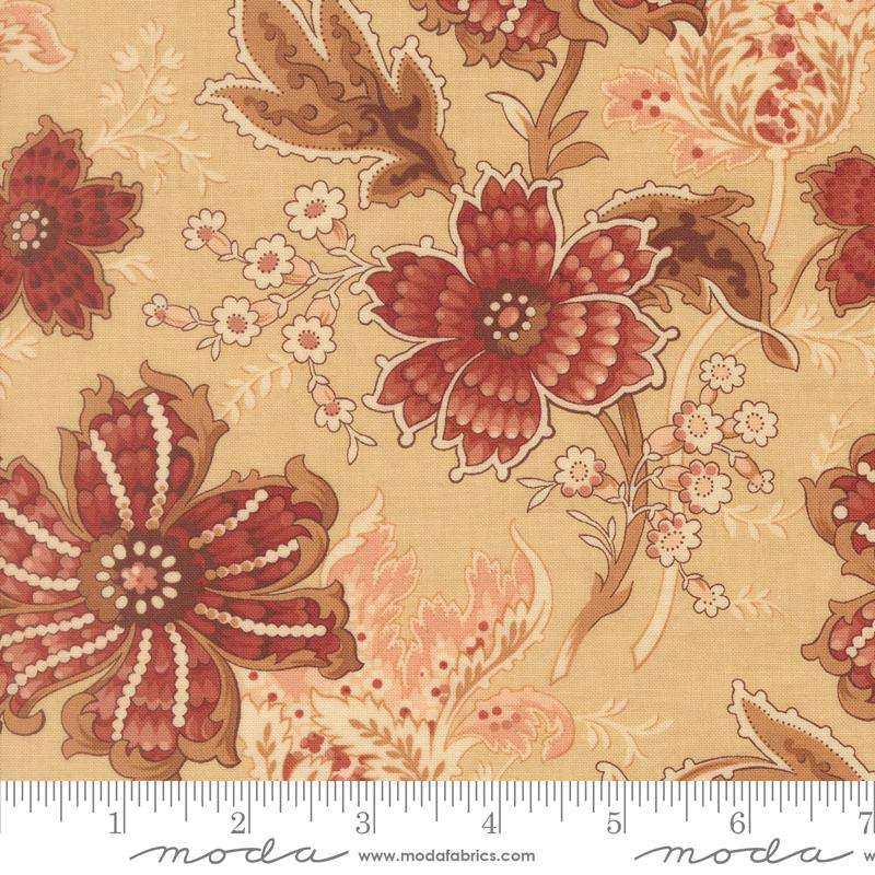 Le Jardin Rouge Primvere Florals Oyster French General MODA 36150 15 HALF YARD