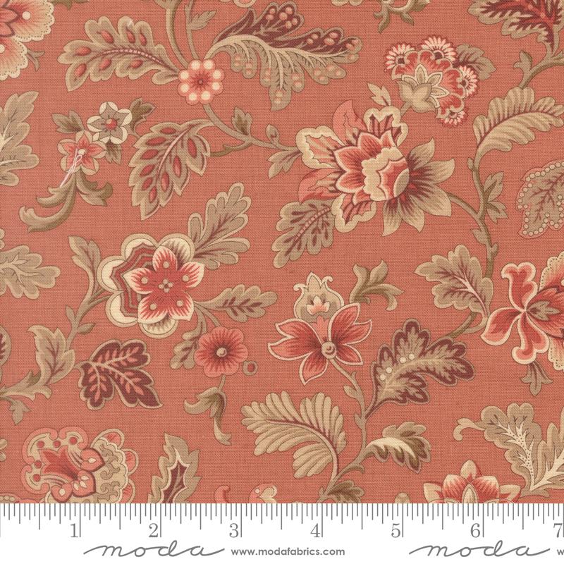 Le Jardin Rouge Tournesal Florals Clay French General MODA 36152 12 HALF YARD