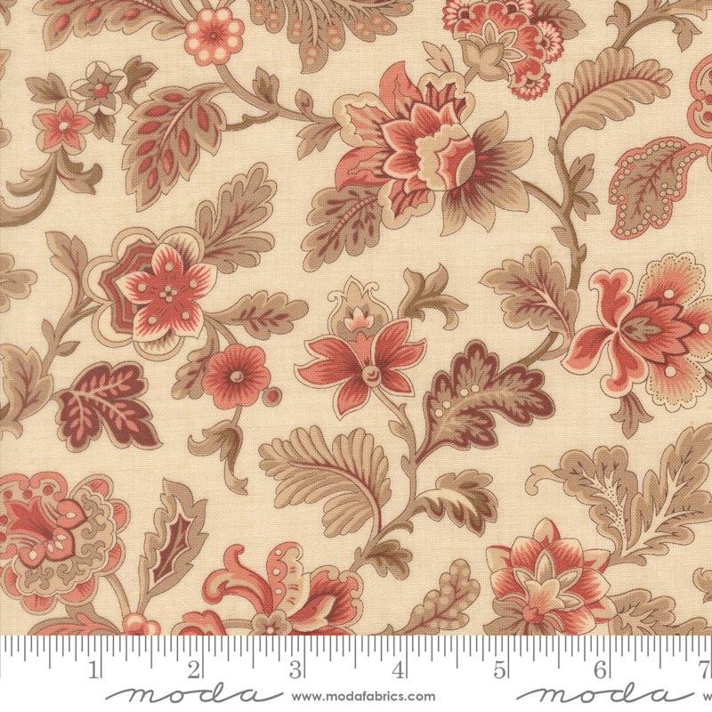 Le Jardin Rouge Tournesal Florals Pearl French General MODA 36152 16 HALF YARD