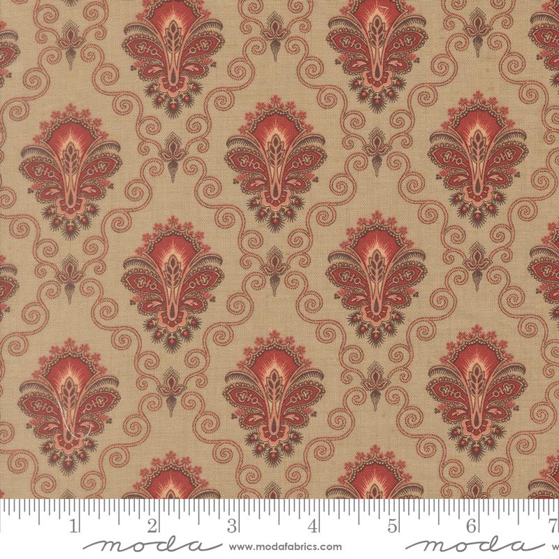Le Jardin Rouge Camomille Paisley Damask Roche French General MODA 36153 13 HALF YARD
