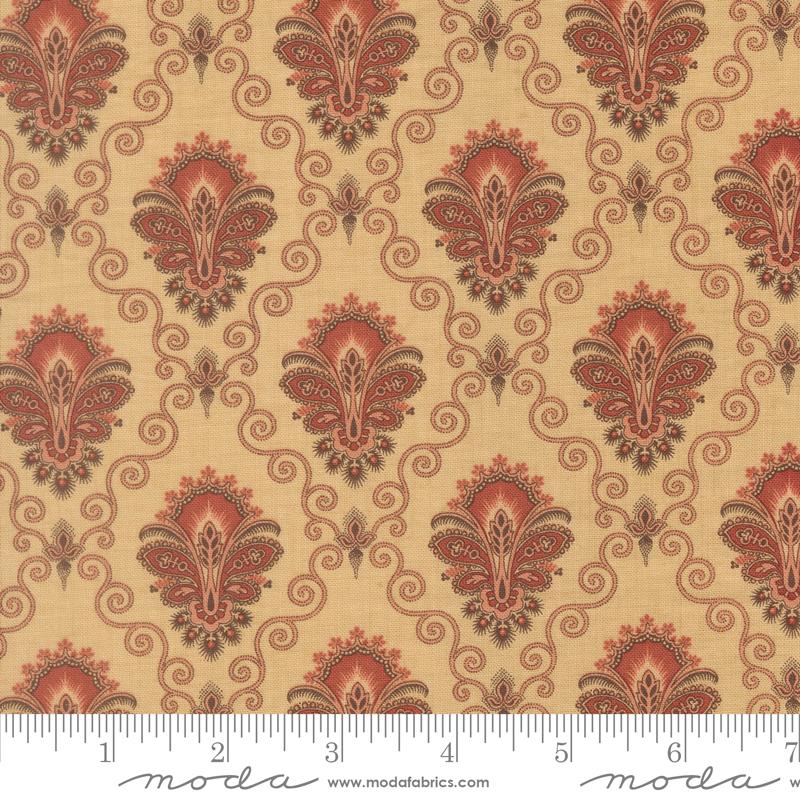 Le Jardin Rouge Camomille Paisley Damask Oyster French General MODA 36153 15 HALF YARD