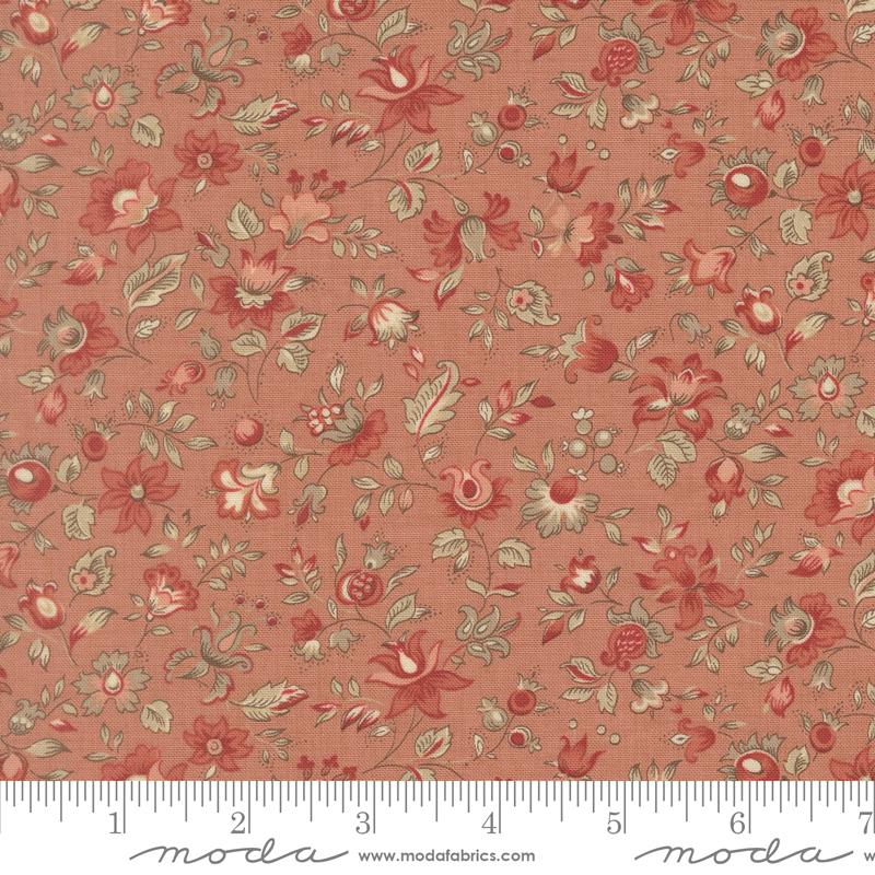 Le Jardin Rouge Clemenceau Florals Clay French General MODA 36154 12 HALF YARD