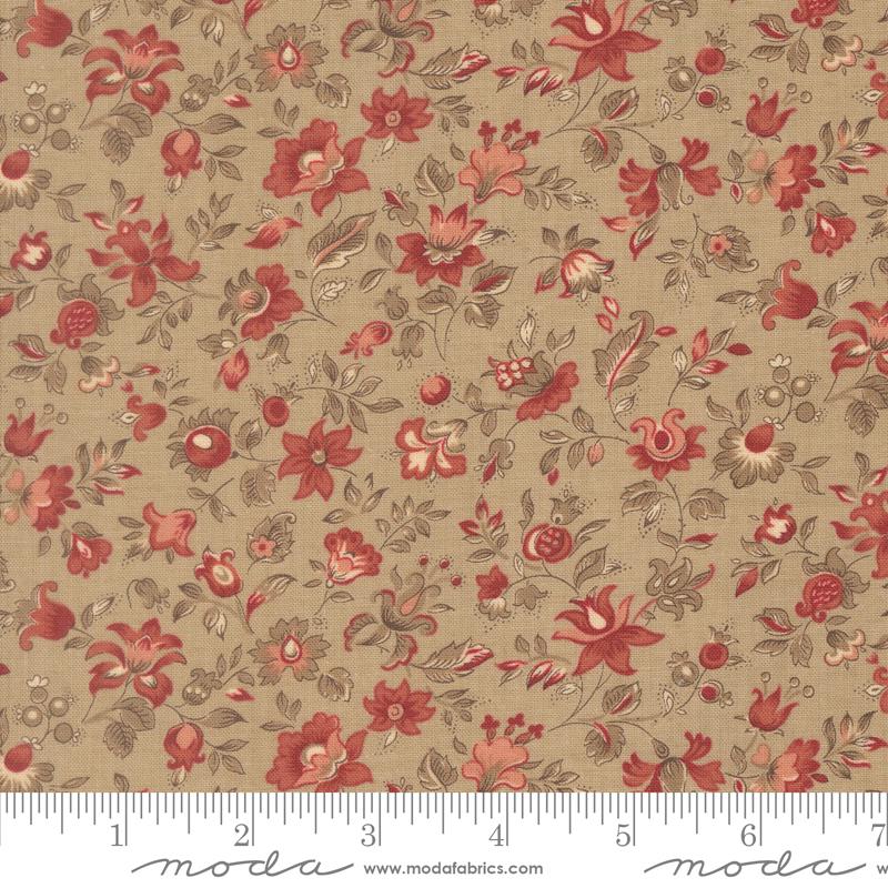 Le Jardin Rouge Clemenceau Florals Roche French General MODA 36154 13 HALF YARD