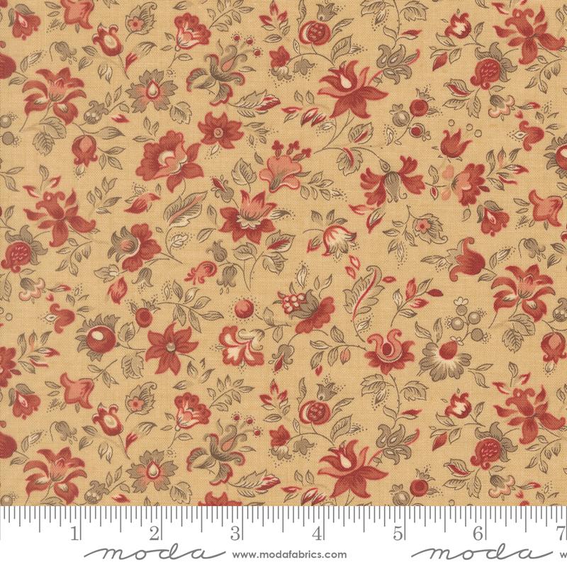 Le Jardin Rouge Clemenceau Florals Oyster French General MODA 36154 15 HALF YARD