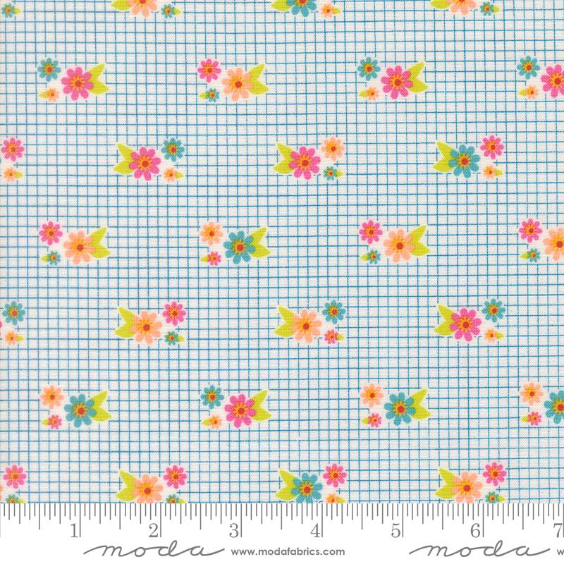 Makers Delight Tiny Floral Florals Grid Breeze Chrissy Lux MODA 28102 24 HALF YARD