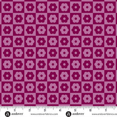 CHECKER BLOOM CHERRY BIRDIE LIBS ELLIOTT ANDOVER FABRICS A1138P HALF YARD