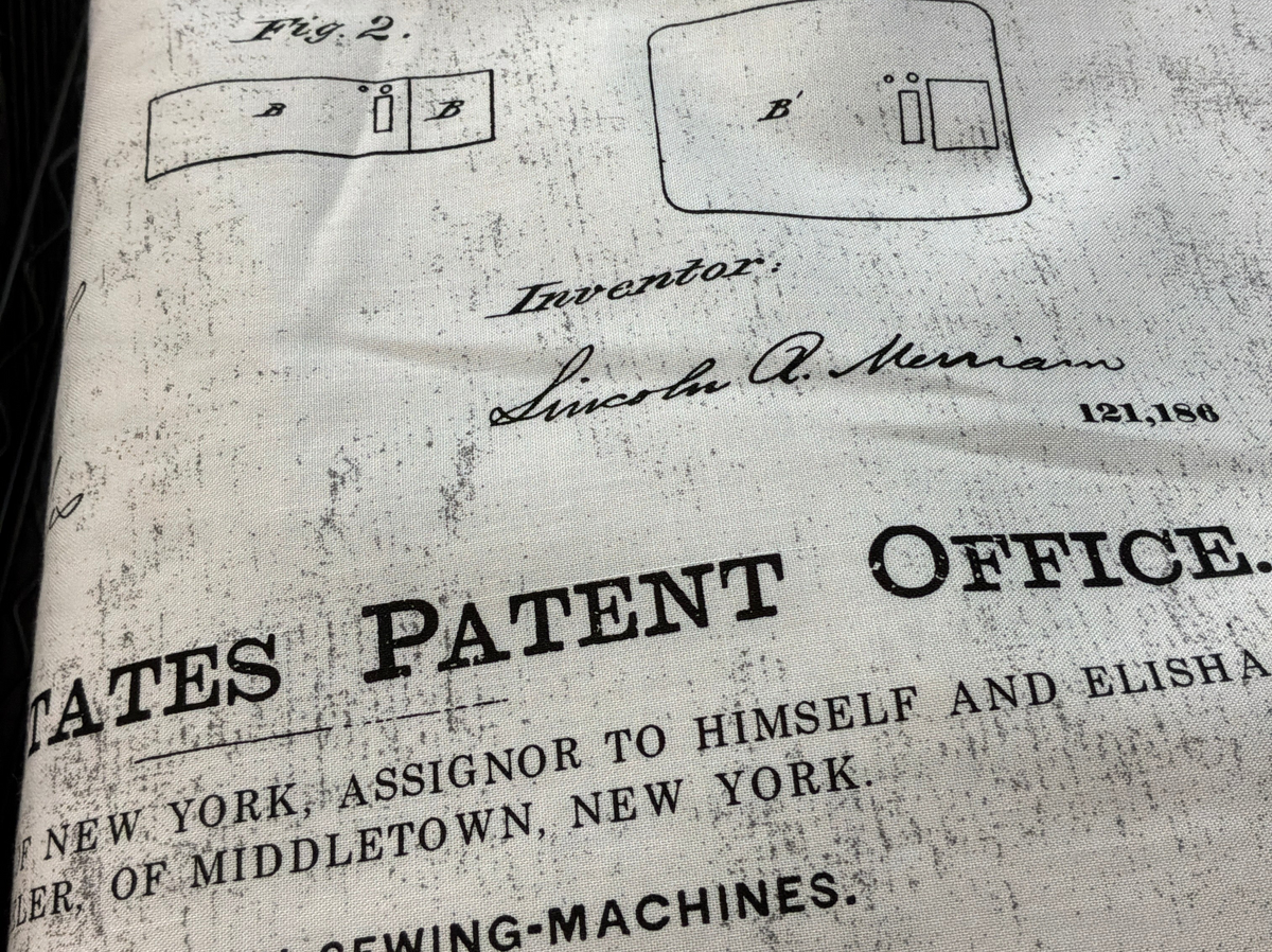 Sew Journal Sewing Machine Patent White C13877-WHITE J. Wecker Frisch Riley Blake Half Yard