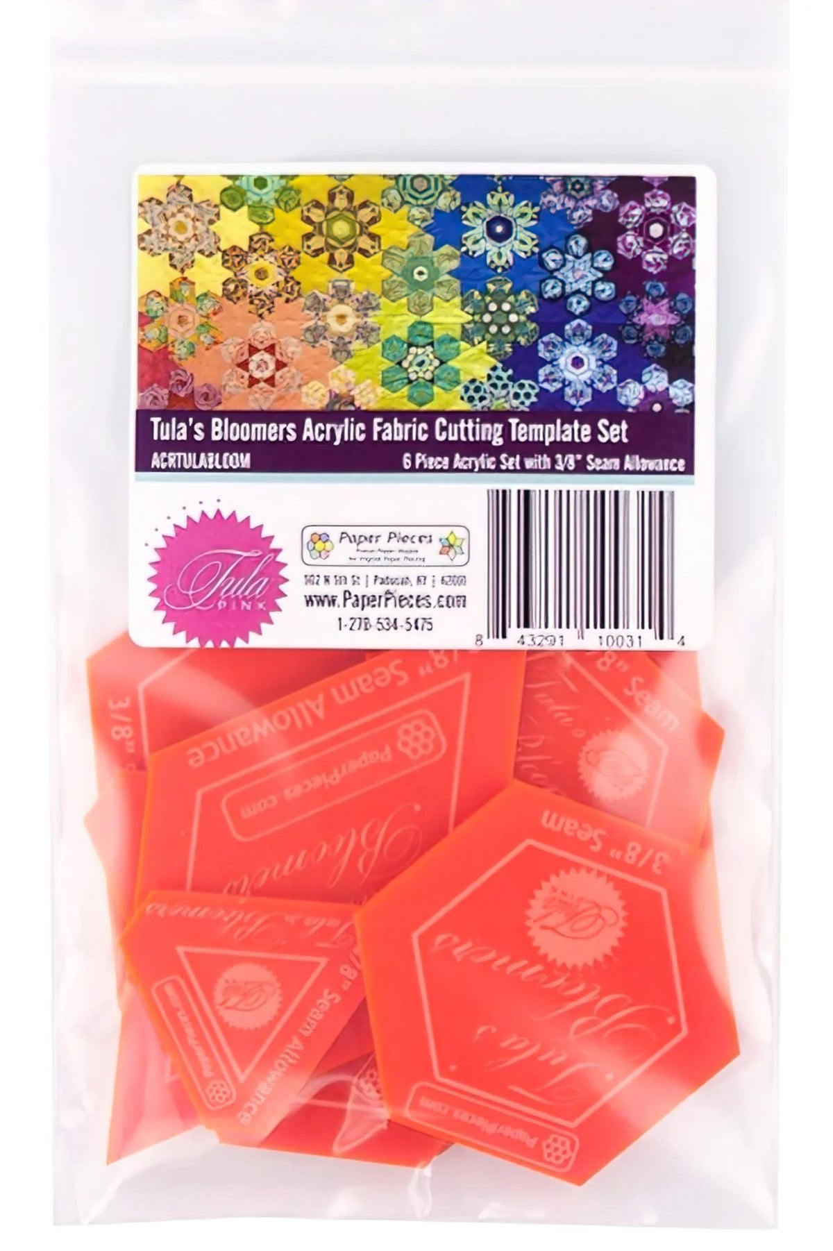 6 Piece Tula's Bloomers Acrylic Fabric Cutting Template
