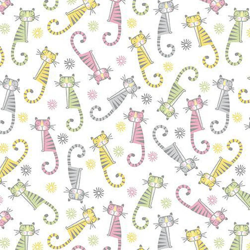 ADORABLE TIGERS PINK/WHITE  JESSICA FLICK BENARTEX 1302421B HALF YARD