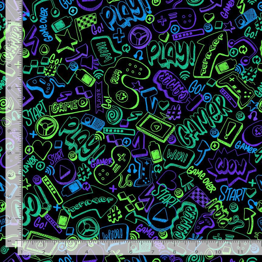 Gamer AT-CD4398 BLACK Gaming Alice & Tilly Timeless Treasures Half Yard