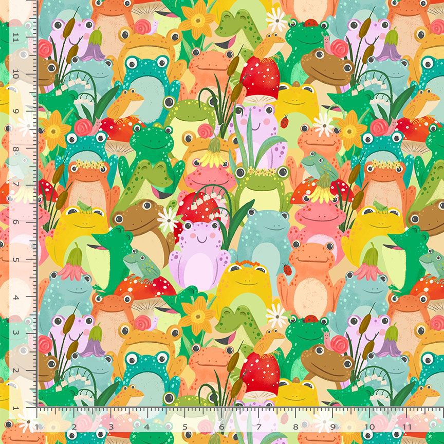 Pint-Sized Pets AT-CD4399 MULTI Frogs Alice & Tilly Timeless Treasures Half Yard