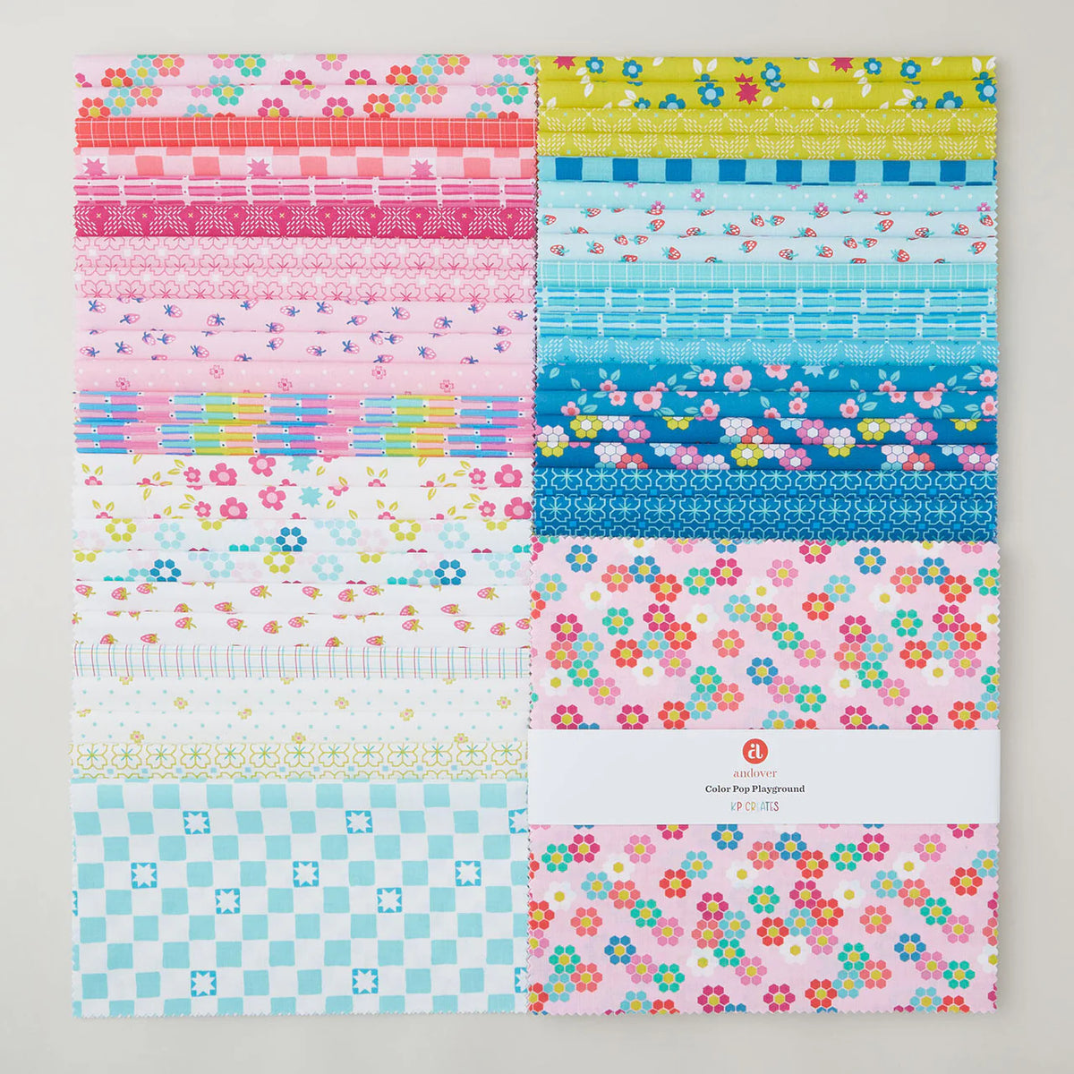 Color Pop Playground 5" Single Scoop Andover Fabrics. Charm Pack