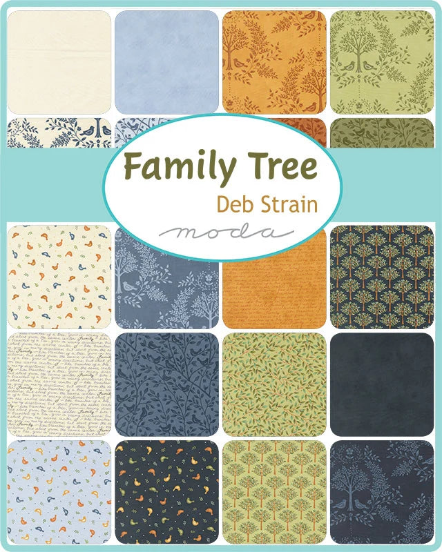 Family Tree Birds Branches Mist 56161 18 Deb Strain Moda Half Yard