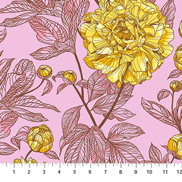 SUNSHINE PEONY WIDE BACK 108" INDELIBLE ANNA MARIA PARRY NORTHCOTT FABRICS BAMT1003-84 HALF YARD