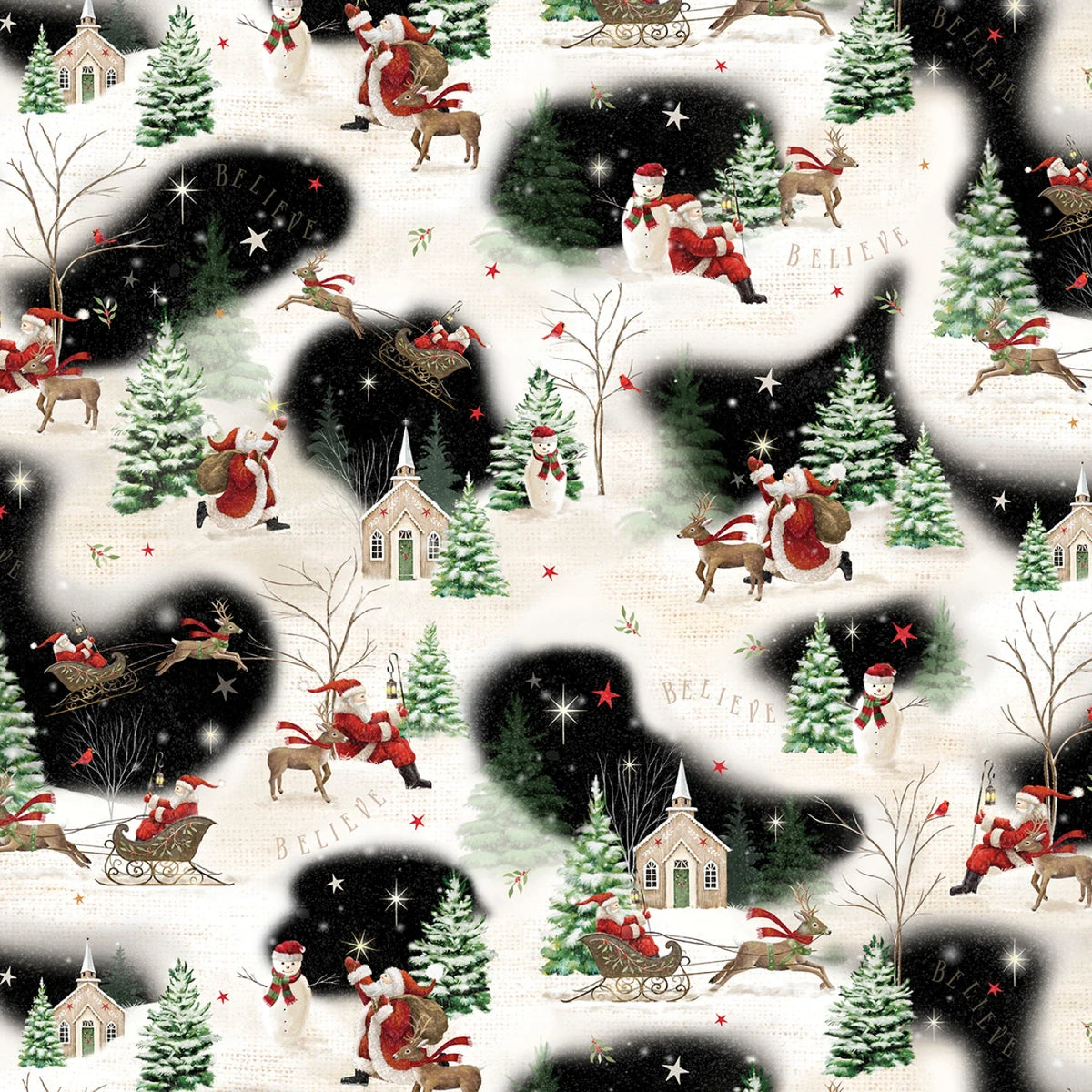 Believe Santa's Scenic BELI05815MU Sarah Summers P&B Half Yard