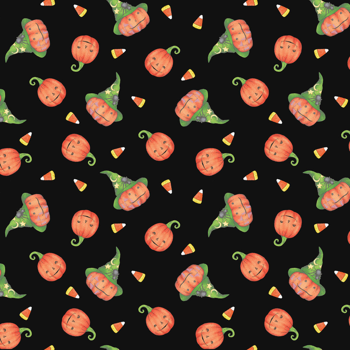All Hallows’ Eve 1652512B Pumpkin Portraits Black Jim Shore Benartex Half Yard