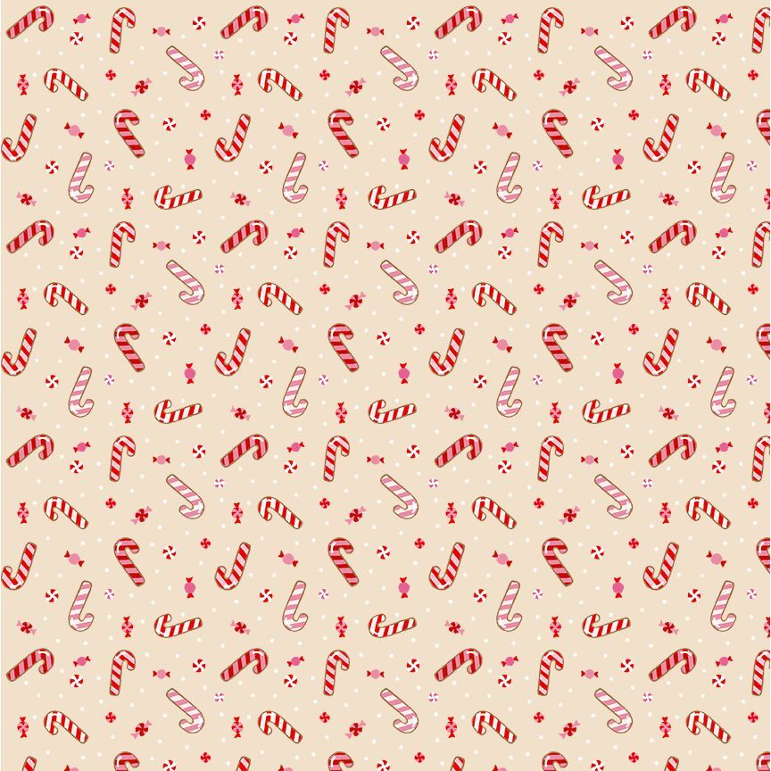Peppermint Candy Mix Pink Ginger Cat Christmas Belle Haus Timeless Treasures Fabrics BH-CD4203 Half Yard